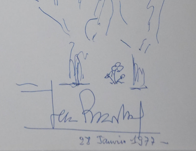 Jean Robert René BRACHARD : Les grands cyprès, Autographe et dessin original signé