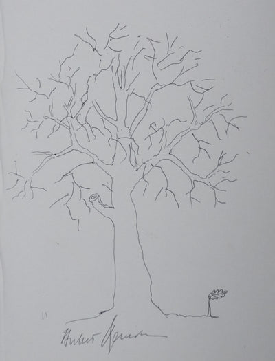 Hubert BENOIT : L'arbre à la petite feuille, Autographe et dessin original signé