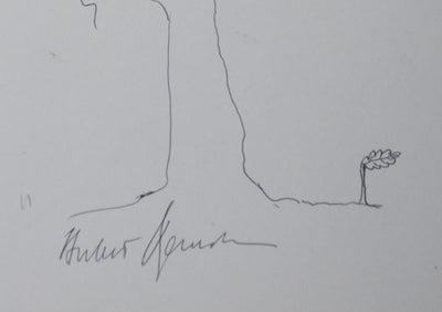 Hubert BENOIT : L'arbre à la petite feuille, Autographe et dessin original signé