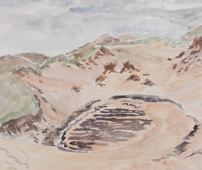 Camille COMBE : Traces de cultures anciennes, Aquarelle originale signée