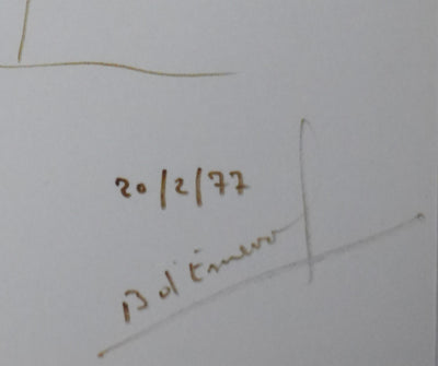 Baron d'ESNEVAL : L'arbre en traits marron, Autographe et dessin original signé