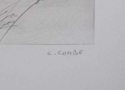 Camille COMBE : Les mélèzes d'automne, Gravure originale signée