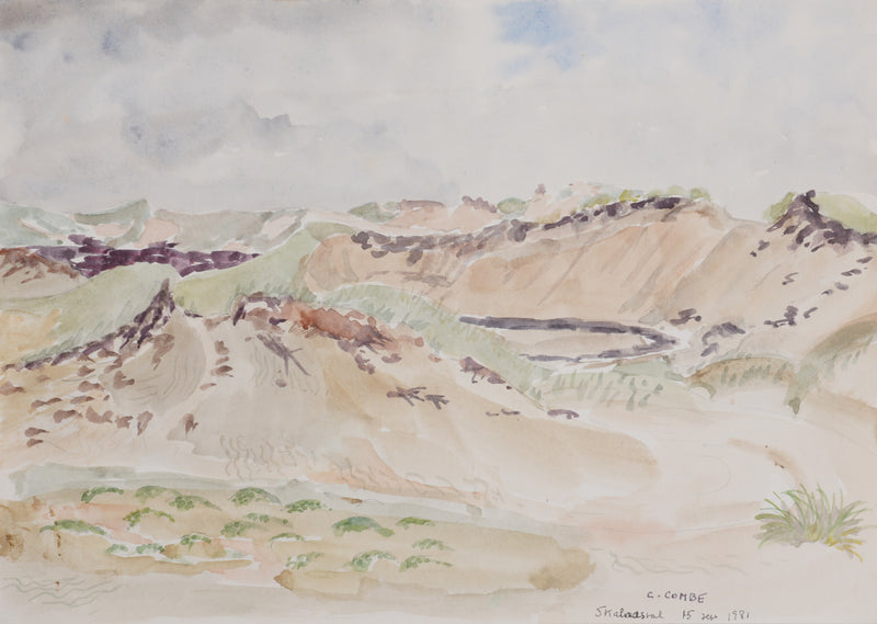Camille COMBE : Paysage naturel, Aquarelle originale signée