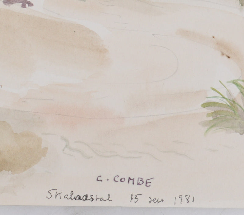 Camille COMBE : Paysage naturel, Aquarelle originale signée