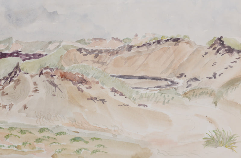 Camille COMBE : Paysage naturel, Aquarelle originale signée