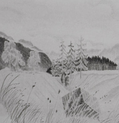 Camille COMBE : Les mélèzes d'automne, Gravure originale signée