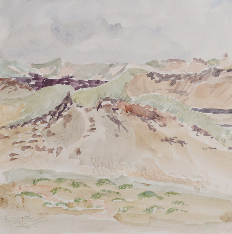 Camille COMBE : Paysage naturel, Aquarelle originale signée