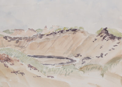 Camille COMBE : Paysage naturel, Aquarelle originale signée