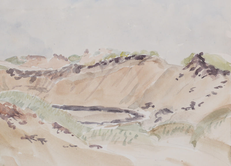 Camille COMBE : Paysage naturel, Aquarelle originale signée
