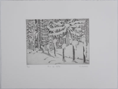 Camille COMBE : Air de fête, Gravure originale signée