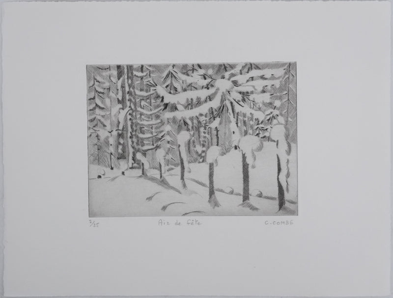 Camille COMBE : Air de fête, Gravure originale signée