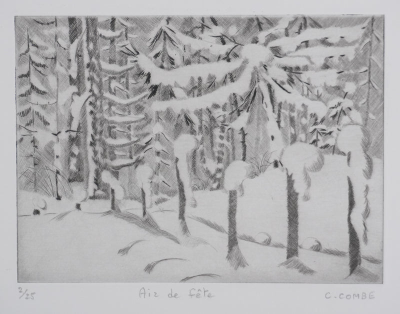Camille COMBE : Air de fête, Gravure originale signée