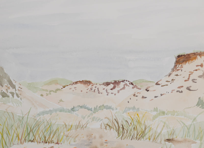 Camille COMBE : Les dunes silencieuses, Aquarelle originale signée