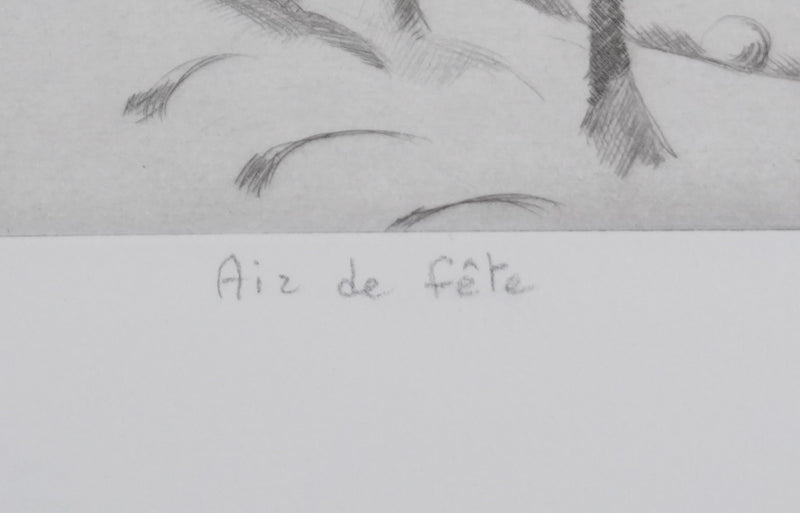 Camille COMBE : Air de fête, Gravure originale signée