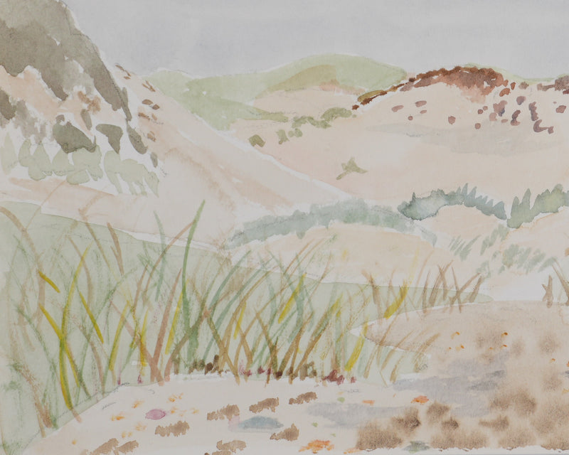 Camille COMBE : Les dunes silencieuses, Aquarelle originale signée