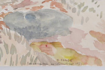 Camille COMBE : Entre herbes et dunes, Aquarelle originale signée