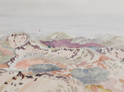 Camille COMBE : Entre herbes et dunes, Aquarelle originale signée