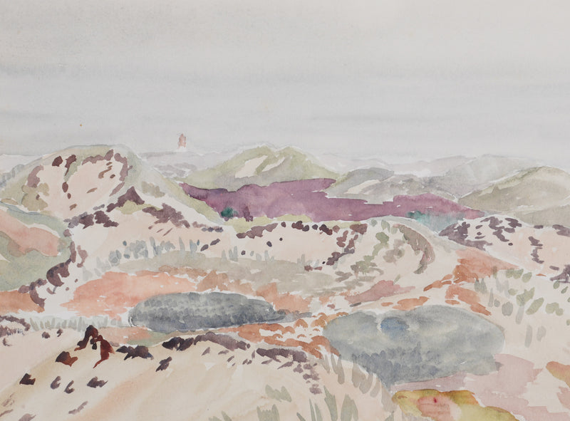 Camille COMBE : Entre herbes et dunes, Aquarelle originale signée