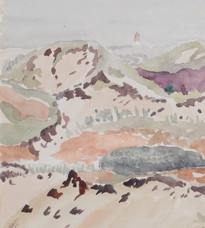 Camille COMBE : Entre herbes et dunes, Aquarelle originale signée