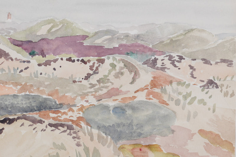Camille COMBE : Entre herbes et dunes, Aquarelle originale signée