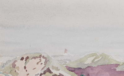 Camille COMBE : Entre herbes et dunes, Aquarelle originale signée