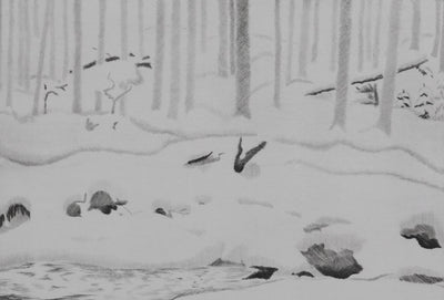 Camille COMBE : Le chant du torrent, Gravure originale signée
