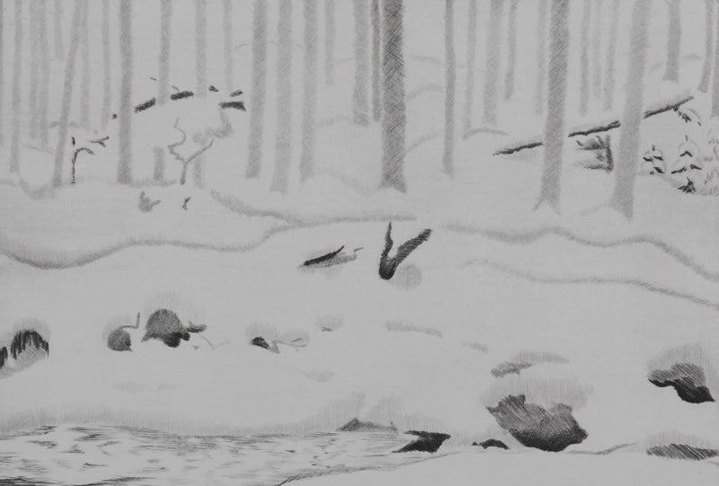 Camille COMBE : Le chant du torrent, Gravure originale signée