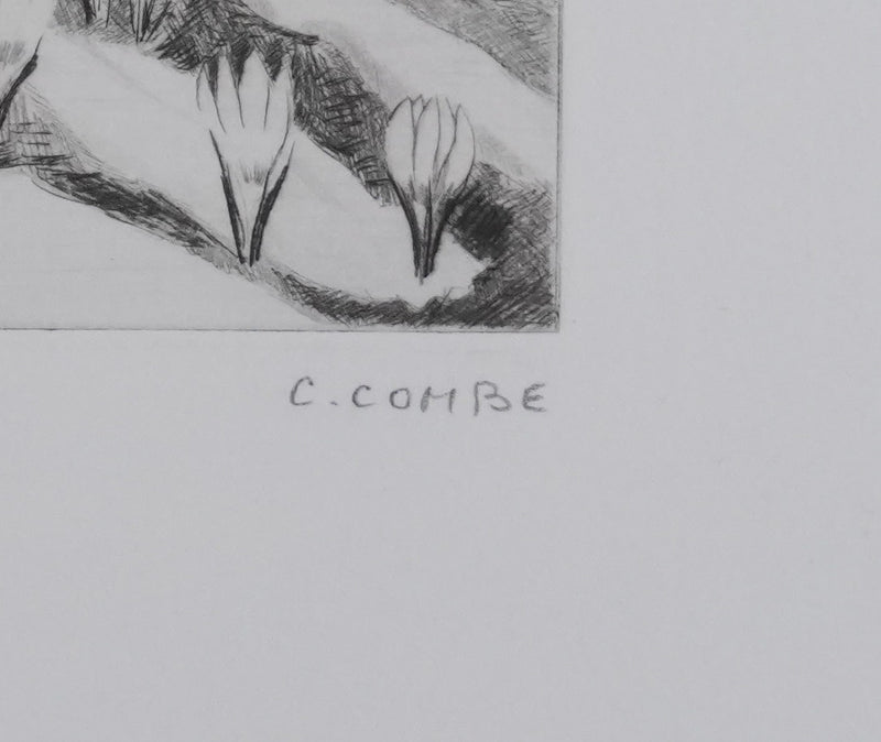 Camille COMBE : La dernière neige du printemps, Gravure originale signée