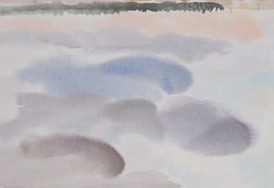 Camille COMBE : Réflexion nuageuse, Aquarelle originale signée