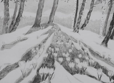 Camille COMBE : La dernière neige du printemps, Gravure originale signée