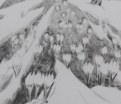 Camille COMBE : La dernière neige du printemps, Gravure originale signée