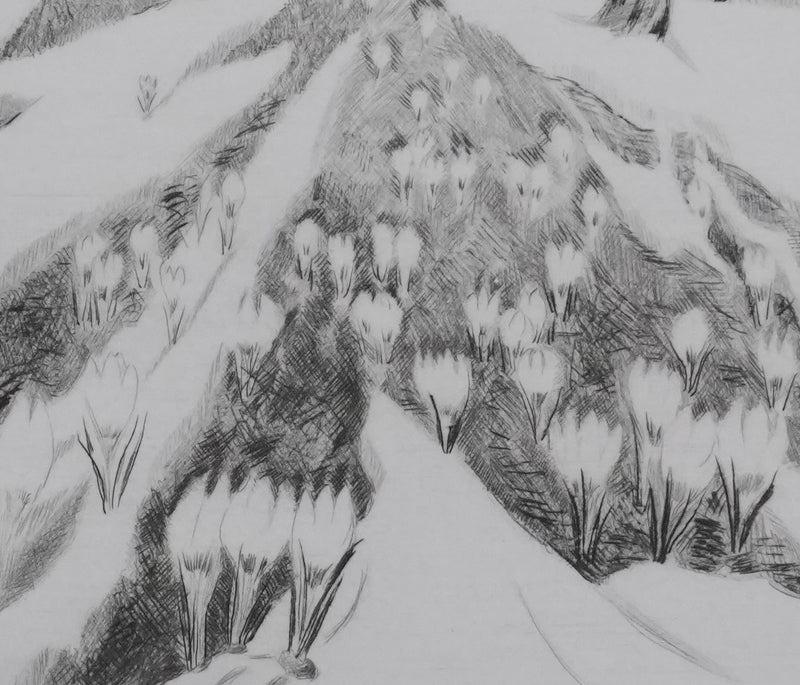 Camille COMBE : La dernière neige du printemps, Gravure originale signée
