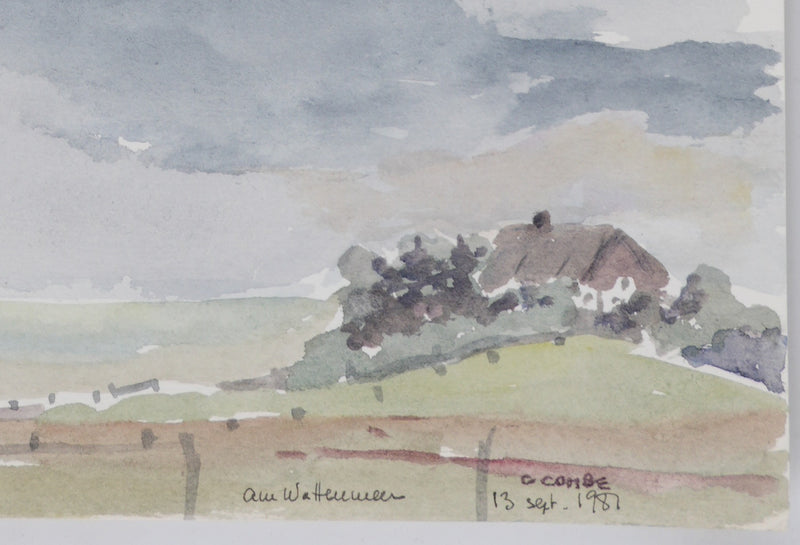 Camille COMBE : Reflets nuageux, Aquarelle originale signée