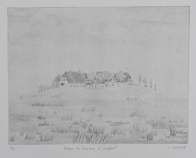 Camille COMBE : Dans la brume d'argent, Gravure originale signée
