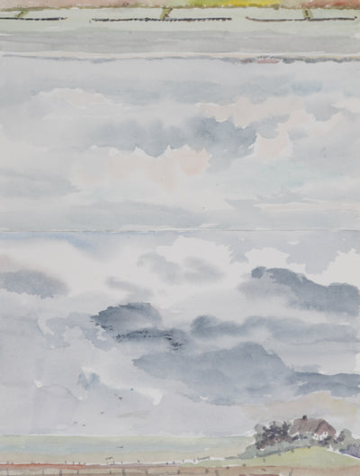 Camille COMBE : Reflets nuageux, Aquarelle originale signée