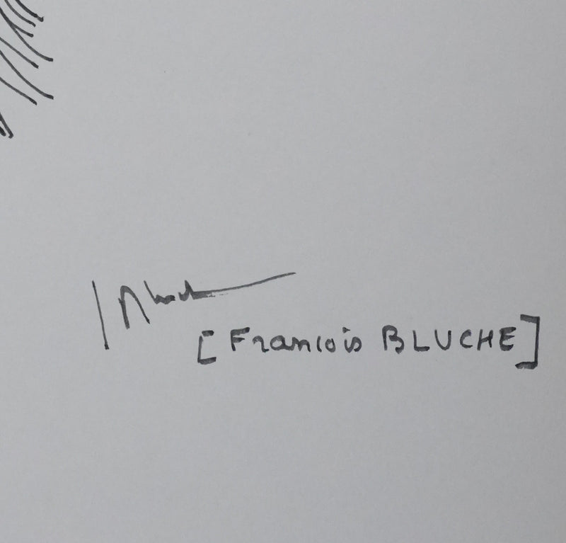 François BLUCHE : La branche de sapin, Autographe et dessin original signé