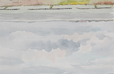 Camille COMBE : Reflets nuageux, Aquarelle originale signée