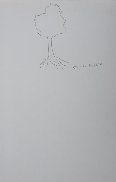 Guy LE CLEC'H : L'arbre vide, Autographe et dessin original signé