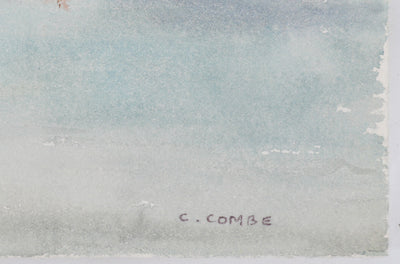 Camille COMBE : Promenade marine, Aquarelle originale signée