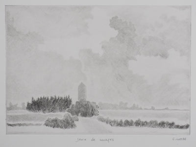 Camille COMBE : Jeux de nuage, Gravure originale signée
