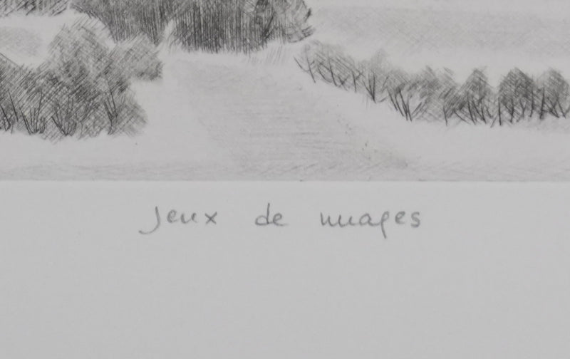 Camille COMBE : Jeux de nuage, Gravure originale signée