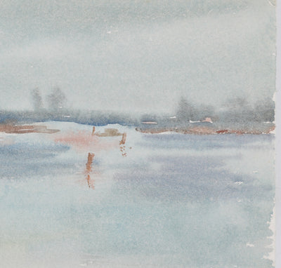 Camille COMBE : Promenade marine, Aquarelle originale signée