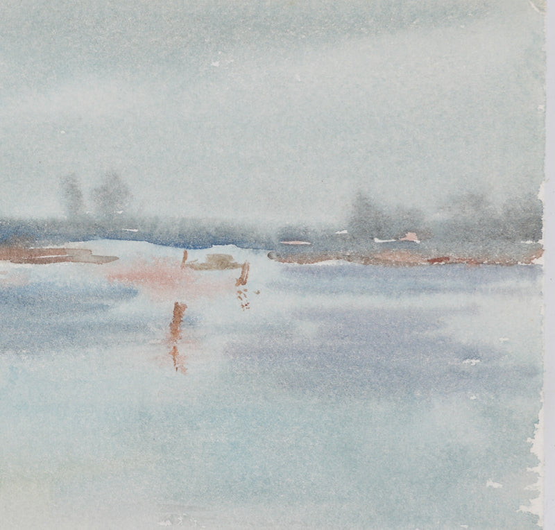 Camille COMBE : Promenade marine, Aquarelle originale signée