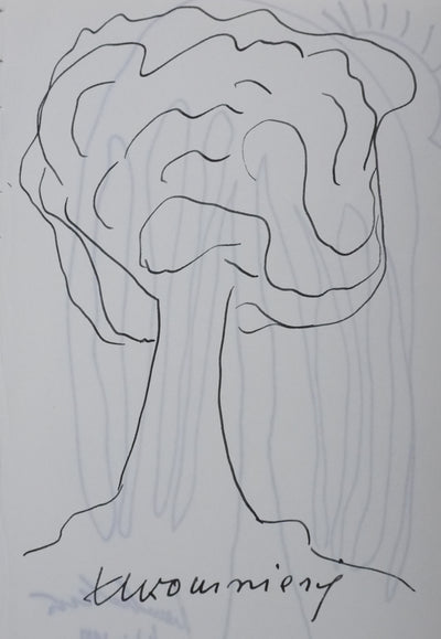 Xavier DE LA FOURNIERE : L'arbre en duo, Autographe et dessin original signé