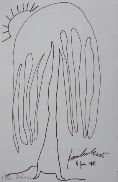 Xavier DE LA FOURNIERE : L'arbre en duo, Autographe et dessin original signé