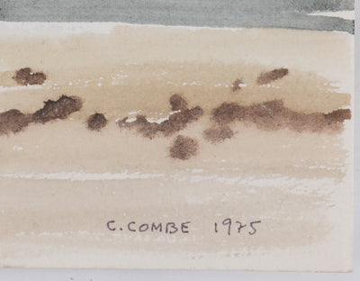Camille COMBE : Wyck, Vue sur l'eau, Aquarelle originale signée