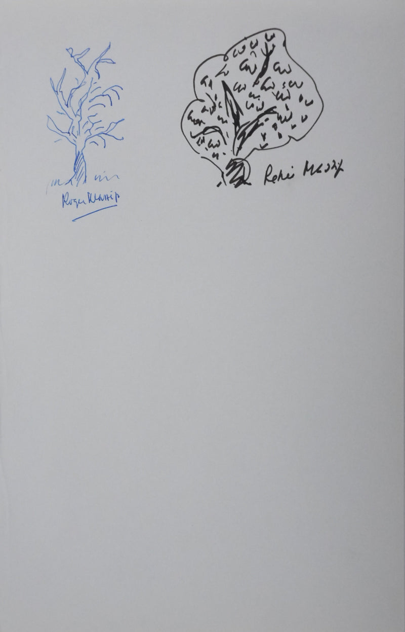 Renée et Roger MASSIP : Les arbres littéraires, Autographe et dessin original signé