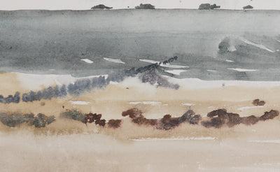 Camille COMBE : Wyck, Vue sur l'eau, Aquarelle originale signée
