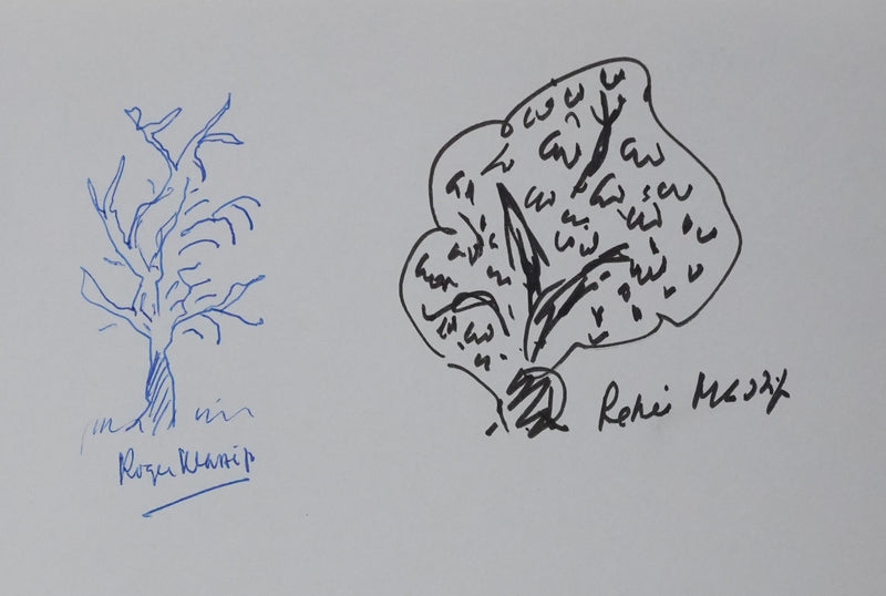 Renée et Roger MASSIP : Les arbres littéraires, Autographe et dessin original signé