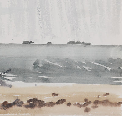 Camille COMBE : Wyck, Vue sur l'eau, Aquarelle originale signée